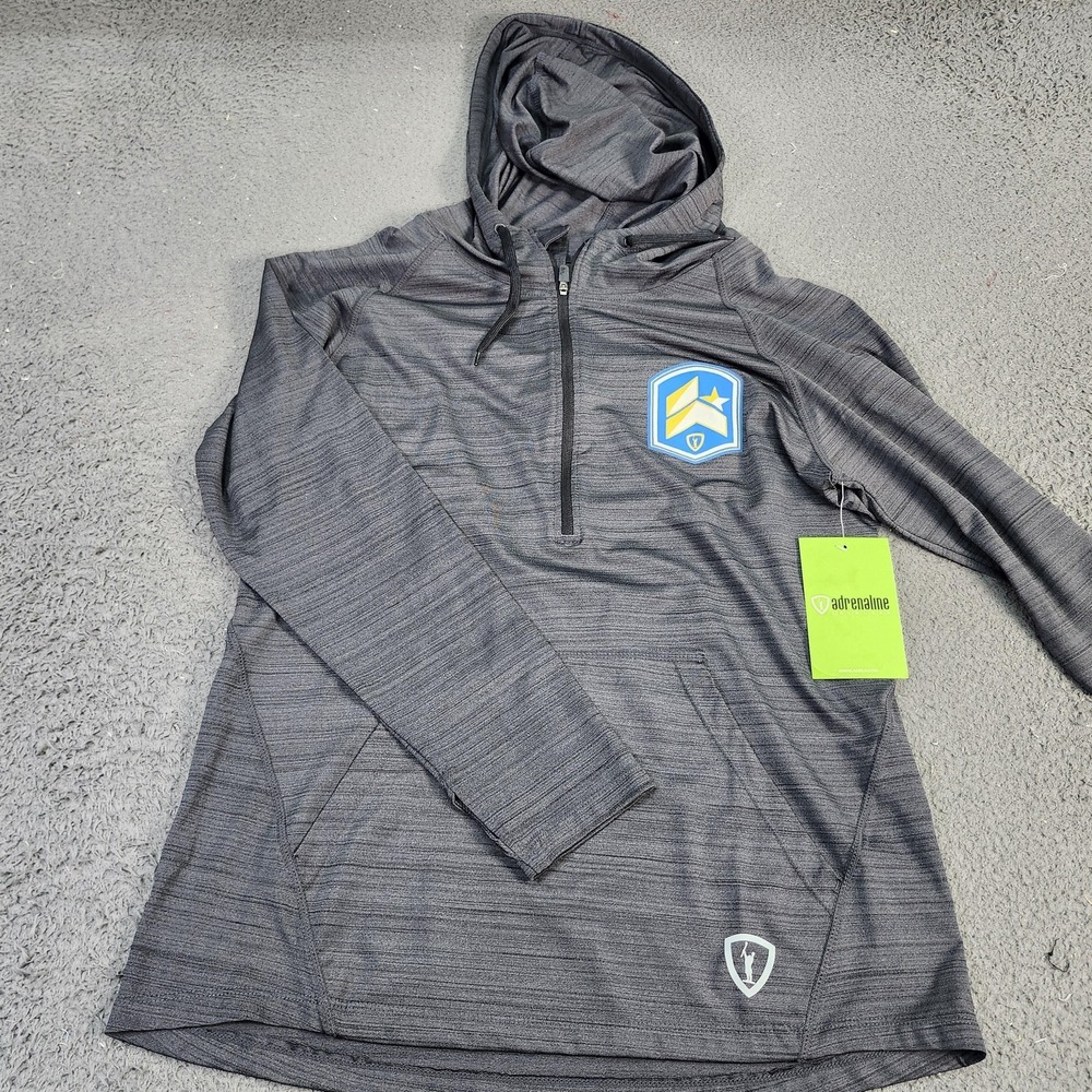 Adrenaline Hoodie Mens Large Gray 1/4 Zip Lacrosse Performance Pullover Athletic